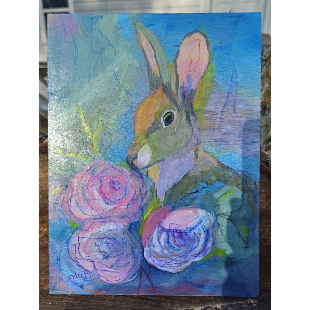 Original Acrylic Painting – "Garden Visitor" by Cindy Smith Bottoms - Picture 2 of 2